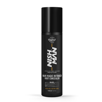 Спрей для маскування сивини та відрослих коренів Nishman Hair Magic Retouch Root Concealer Black 100ml 10703015 фото
