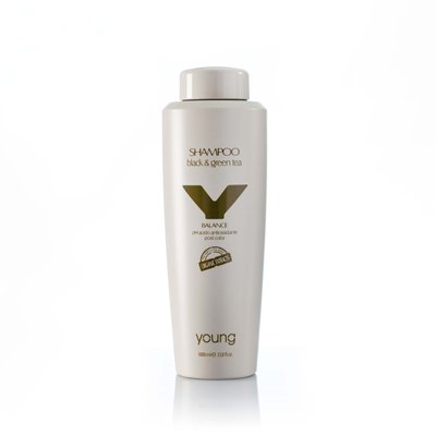 Шампунь для волосся Young SHAMPOO ORGANICO BALANCE BLACK ^ GREEN TEA 1000ML 0794 фото