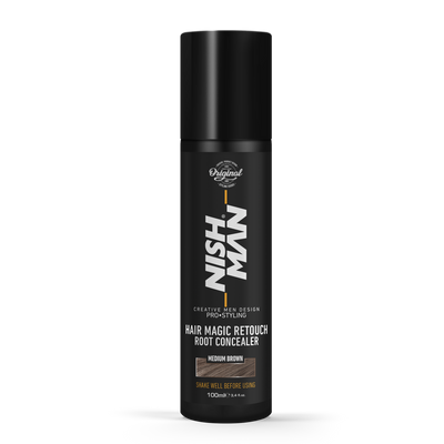 Спрей для маскування сивини та відрослих коренів Nishman Hair Magic Retouch Root Concealer Medium Brown 100ml 10703017 фото