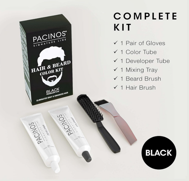 Набір для фарбування волосся і бороди Pacinos Hair and Beard colour kit Black PHAB-KIT-BL фото