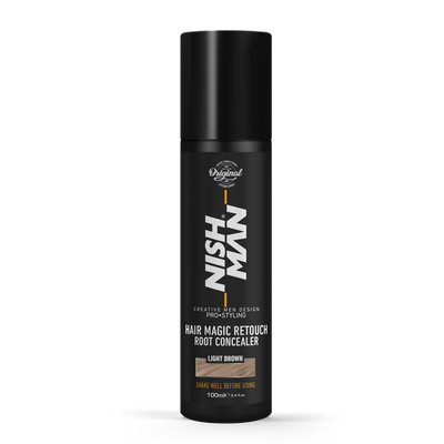 Спрей для маскування сивини та відрослих коренів Nishman Hair Magic Retouch Root Concealer Light Brown 100ml 10703018 фото
