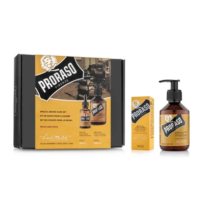 Подарунковий набір для догляду за бородою Proraso Вуд енд Спайс Шампунь 200 мл + Олія 30 мл 400745 фото